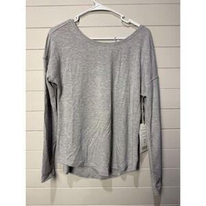 Reflex Women's Grey Heathered Long Sleeve Open Back NWT Dress Workout Top Size S